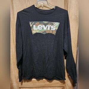 Levi's Black Long Sleeve Tee with Camouflage Logo